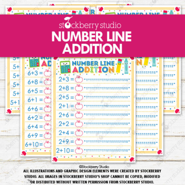Number Line Math Addition Printable Kindergarten 1st Grade Math Worksheets Preschool