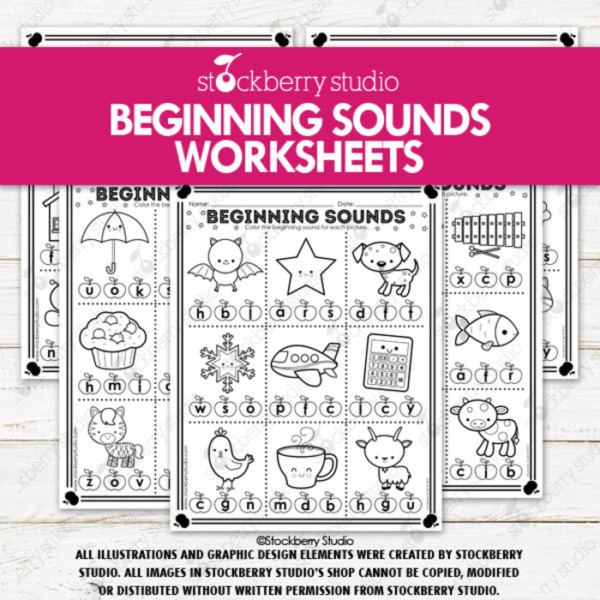 Beginning Sounds Worksheets Printable Alphabet Literacy Phonics Worksheet Kindergarten 1st Grade Worksheets