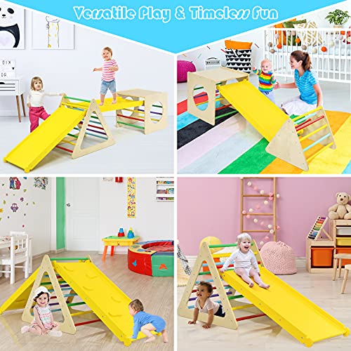 Costzon 5 in 1 Triangle Climber with 2 Ramp, Wooden Climbing Toys for Toddlers 1-3, Multi-Combination Play Methods, Kids Montessori Play Gym Set Playground Climbing Ladder for Boys Girls Gift Present | The Storepaperoomates Retail Market - Fast Affordable Shopping