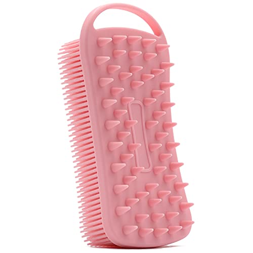 Silicone Body Scrubber, 2 in 1 Shower Scrubber for Body, Soft Silicone Loofah for Sensitive Skin, Scalp Massager Shampoo Brush, Double-Sided Body Brush, Lathers Well, Gentle Exfoliating