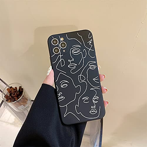 KAGI Abstract Art line Painting Design Silicone Cases for iPhone 11 Pro Max Phone Case Cover Compatible with iPhone 11 Pro Max – Black