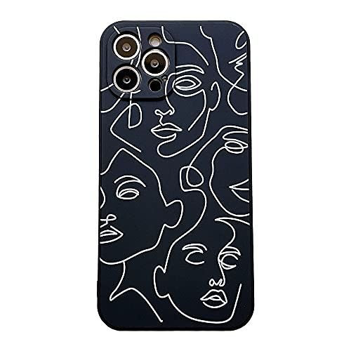 KAGI Art line Painting Design Phone Case Compatible with iPhone 12 Pro Max Silicone Soft Cover Protective Cases for iPhone 12 Pro Max – Black