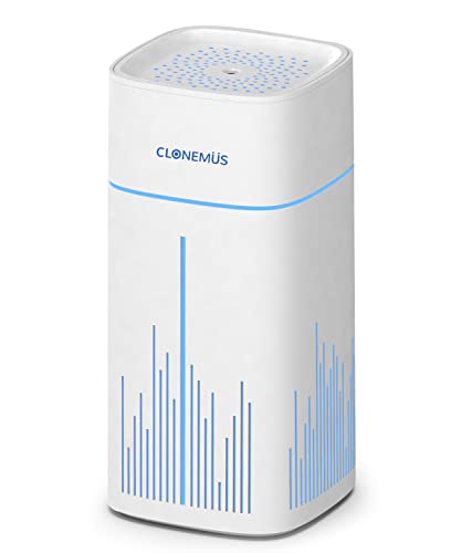 CLONEMUS Small Humidifiers for bedroom (1L), Mini Portable USB Humidifier for Plants, Personal Desk Cool Mist Humidifier with 5 Cotton Filter, Rainbow Night Light (White)