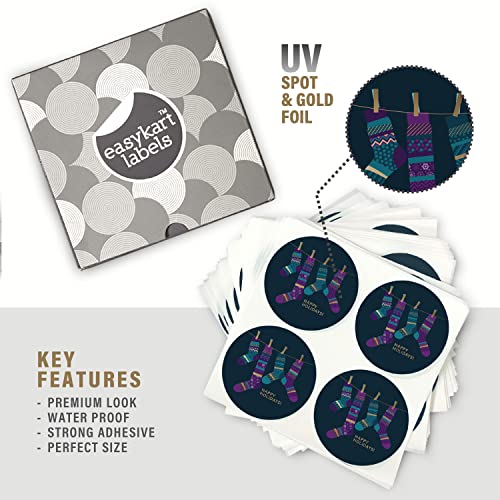 Easykart 300 Happy Holidays Stickers in Sheets , 2 Inch Circle Size , Gold Foil & Spot UV Effect , Perfect for Holiday Gifts Packing , Decoration Envelope Sealing ( 1 Pack ) | The Storepaperoomates Retail Market - Fast Affordable Shopping