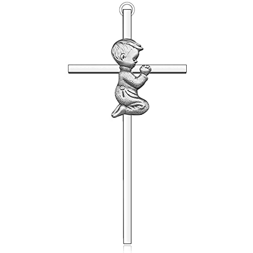 IMUQI Baptism Gifts – Praying Baby Boy Metal Cross, First Communion Gifts for Boys,Christening Gifts for Birthday, Baby Shower(Large Size). (Boy)