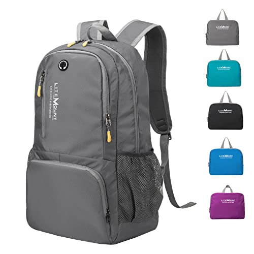 LITEMOUNT 35L Lightweight Packable Backpack, Hiking Backpack, Foldable Backpack, Outdoor Travel Daypack, Ultra-light Folding Daypack (Grey)
