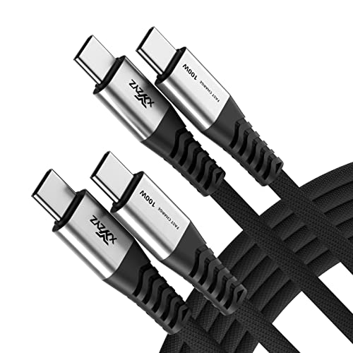 XYYZYZ USB C to USB C Cable 100W [6.6ft 2 Pack] 5A PD QC USBC to USBC Fast Charging Cable Nylon Braided Type C to Type C Cable Compatible with Galaxy S22 MacBook Pro, iPad Pro, iPad Air-Black