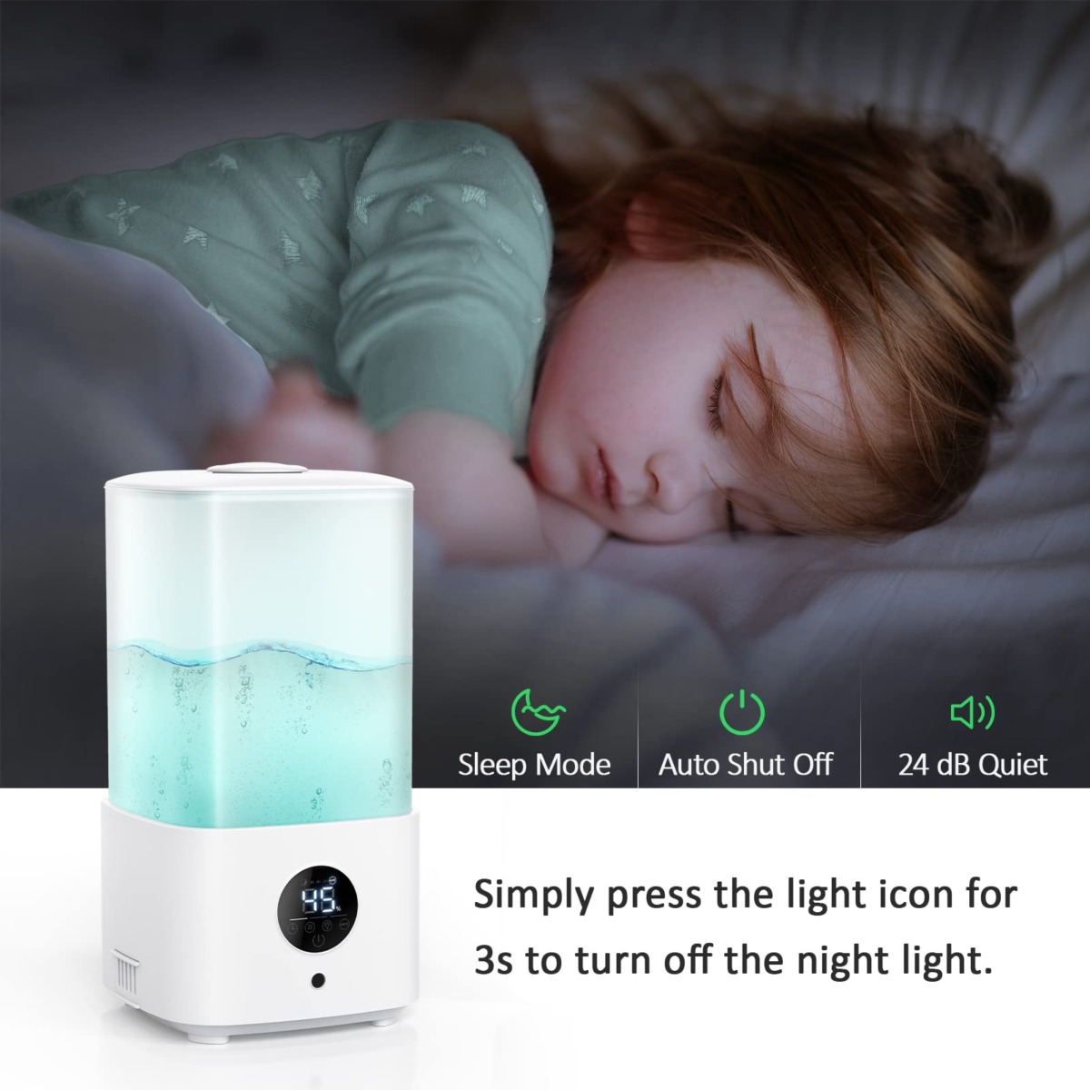 OJEPPA Humidifiers for Bedroom, 2.5L Auto Humidity Baby Humidifiers for Nursery, 7-Color Light Cool Mist Humidifiers, 24dB Quiet Essential Oil Diffuser Humidifiers, BPA Free, Auto Shut Off, Easy Clean (2.5L) | The Storepaperoomates Retail Market - Fast Affordable Shopping