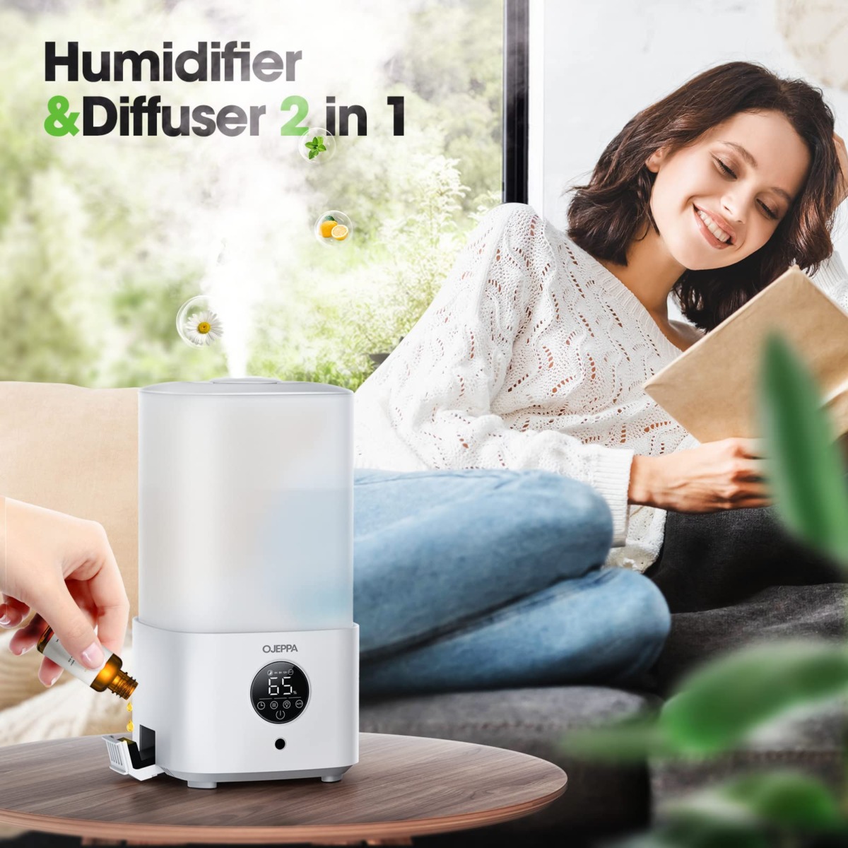 OJEPPA Humidifiers for Bedroom, 2.5L Auto Humidity Baby Humidifiers for Nursery, 7-Color Light Cool Mist Humidifiers, 24dB Quiet Essential Oil Diffuser Humidifiers, BPA Free, Auto Shut Off, Easy Clean (2.5L) | The Storepaperoomates Retail Market - Fast Affordable Shopping