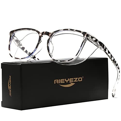AIEYEZO Safety Glasses for Women Oversize Anti-Fog Goggles Nurse Blue Light Blocking Glasses – Z87.1 Stamp Certified (White & Leopard)