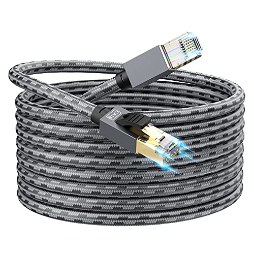 SNANSHI Cat 8 Ethernet Cable 100 ft, Heavy Duty 26AWG Nylon Braided High Speed Cat8 Network LAN Patch Cord, 40Gbps 2000Mhz SSTP Double Shielded Cat8 Ethernet Cable RJ45 Cable