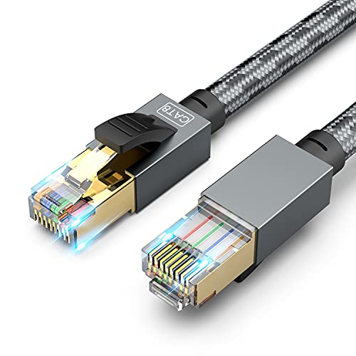 SNANSHI Cat 8 Ethernet Cable 100 ft, Heavy Duty 26AWG Nylon Braided High Speed Cat8 Network LAN Patch Cord, 40Gbps 2000Mhz SSTP Double Shielded Cat8 Ethernet Cable RJ45 Cable | The Storepaperoomates Retail Market - Fast Affordable Shopping