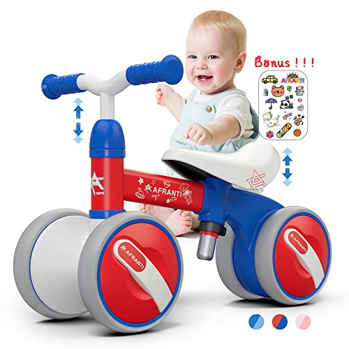 Afranti Baby Balance Bike 10-36 Months Toddler Bikes Kids Toys for 1 Year Old Boys Girls No Pedal Infant 4 Wheels Bicycle First Bike Birthday Gift Children Walker Fit for 2.56-3.28ft Toddlers