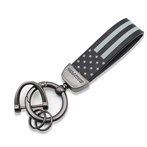 GAMPRO American Flag Car Keychain Accessories with Zinc Alloy Suit for Chevrolet, Ford, Buick,Fashion keychain for men and women (black)