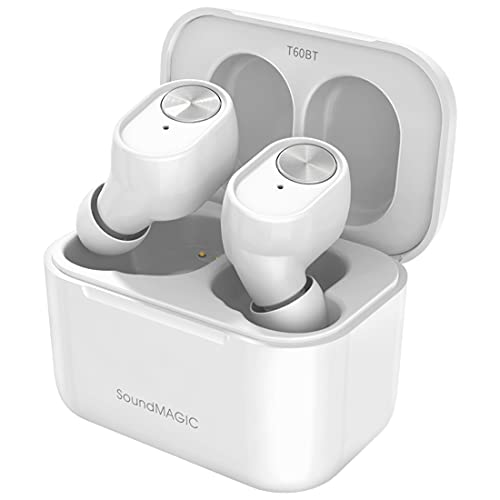 SoundMAGIC T60BT True Wireless Earphones in Ear Bluetooth Headphones with Microphone HiFi Stereo Sports Earbuds Waterproof White