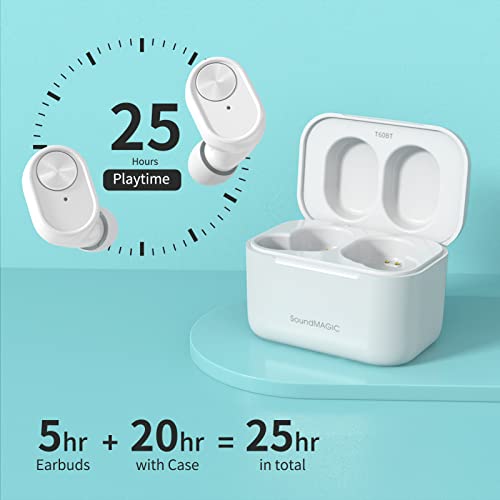 SoundMAGIC T60BT True Wireless Earphones in Ear Bluetooth Headphones with Microphone HiFi Stereo Sports Earbuds Waterproof White | The Storepaperoomates Retail Market - Fast Affordable Shopping
