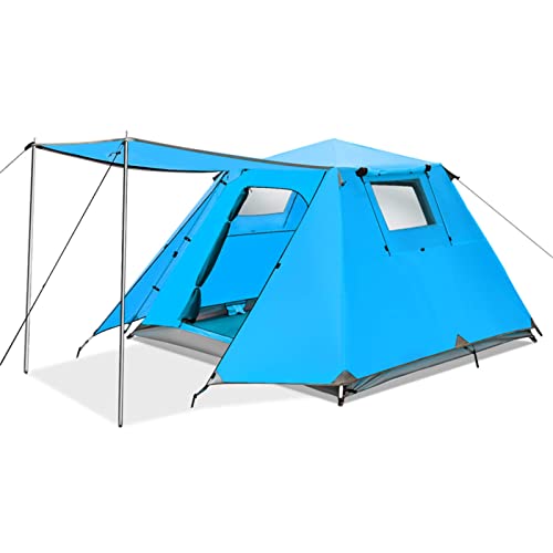 TOOCAPRO Family Camping Tent, Instant Cabin Tent 4 Person Big Tents for Camping Waterproof &Windproof Sturdy Four Seasons with Sun Shade Automatic Aluminum Pole Upgraded Ventilation System