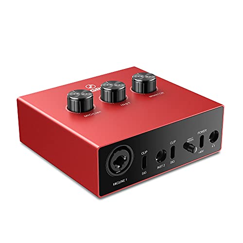 USB Audio Interface with 1x XLR/TRS 1x 1/4″ 2X RCA USB, Red