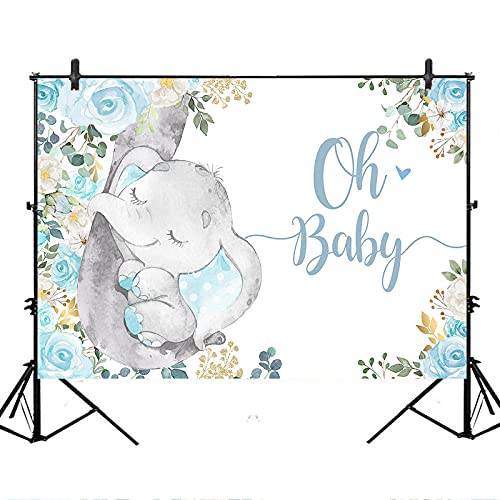 Avezano Little Elephant Baby Shower Backdrop Oh Baby Blue Elephant Baby Shower Background Decorations Flowers Elephant Baby Shower Backdrops Banner for Boys (7×5) | The Storepaperoomates Retail Market - Fast Affordable Shopping