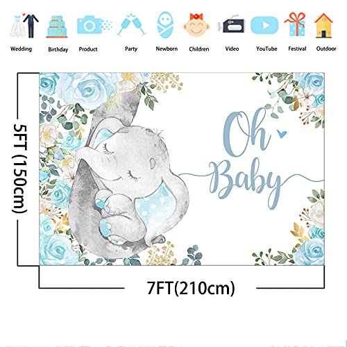 Avezano Little Elephant Baby Shower Backdrop Oh Baby Blue Elephant Baby Shower Background Decorations Flowers Elephant Baby Shower Backdrops Banner for Boys (7×5) | The Storepaperoomates Retail Market - Fast Affordable Shopping