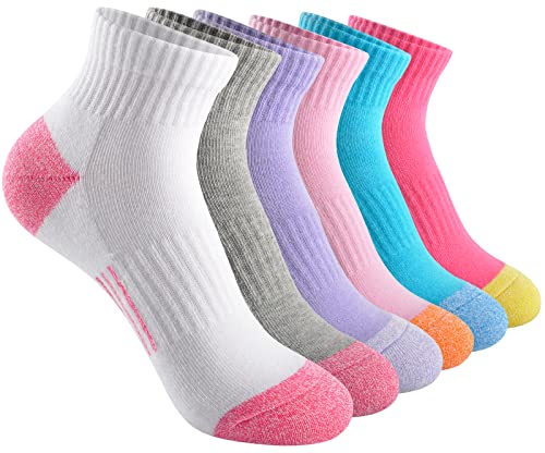 ALRRISE Women’s Combed Cotton Ankle Socks, Cushioned Athletic Hiking Work Casual Socks Multi-color outfit 6-Pack