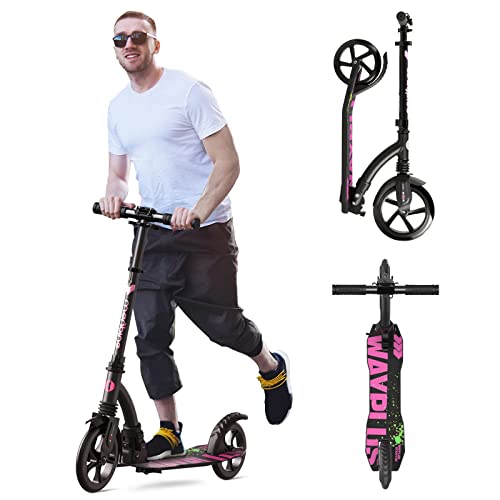 WAYPLUS Kick Scooter for Teens & Adults. Max Load 240 LBS. Foldable, Lightweight, 9”Big Wheels, 4 Adjustable Level. Bearing ABEC9,