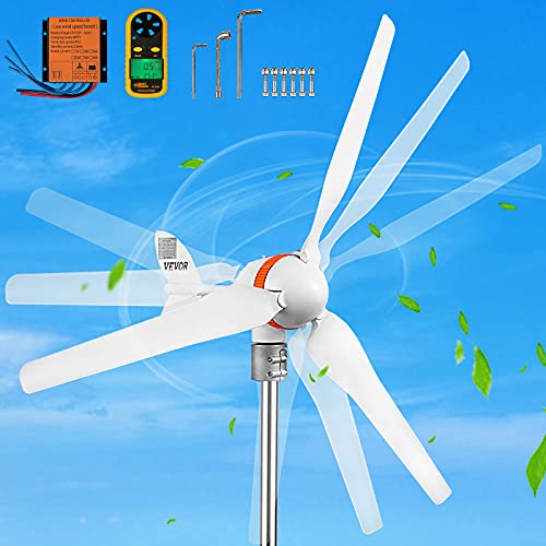 VEVOR, 12V/AC Turbine Kit, 400W Wind Power Generator with MPPT Controller 3 Blades Auto Adjust Windward Direction Suitable for Terrace, Marine, Motor Home, Chalet, Boat, White