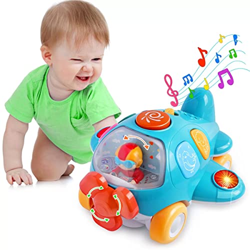 Baby Toys 12-18 Months Electronic Airplane Toys for 1 Year Old Boy Girl Gifts Musical Toys for Toddlers 1-3 Learning Educational Toys for 1 Year Old Crawling Toys Gifts for 1 2 3 Year Old Boys Girls