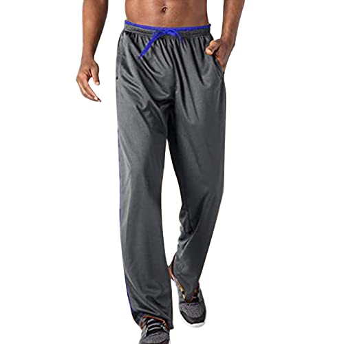 YUNDAN Mens Lightweight Sweatpants with Zipper Pockets Fashion Casual Athletic Joggers Pants for Workout Gym Running Training Gray