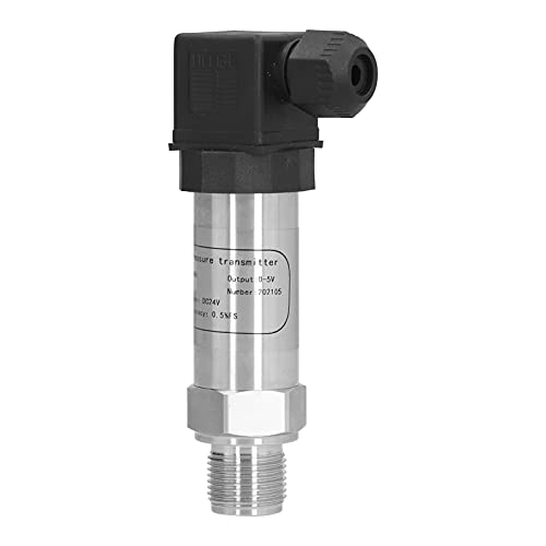 Eujgoov Pressure Transducer, DC24V 0‑5VA Aluminum Alloy Quick Response Pressure Transmitters Oil Pressure Sensor for Water Gas Oil(0-800Kpa)