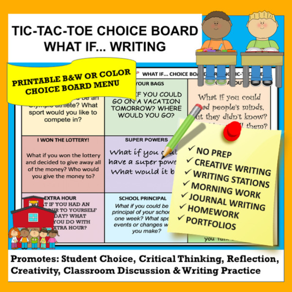 WHAT IF… TIC TAC TOE CHOICE BOARD – STUDENT-FRIENDLY WRITING PRACTICE