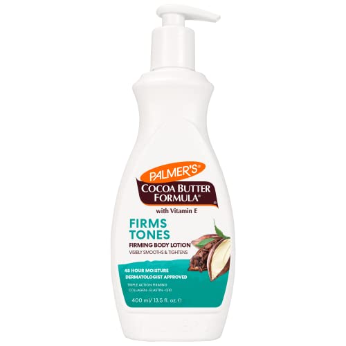 Palmer’s Cocoa Butter Formula Skin Firming Body Lotion, Toning & Tightening Cream with Q10, Collagen & Elastin, Pump Bottle, 13.5 Oz.