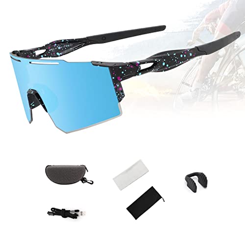 MIXREQE Cycling Sunglasses for Men Women, UV 400 Protection Baseball Sunglasses, Sports Glasses for Skiing, Driving