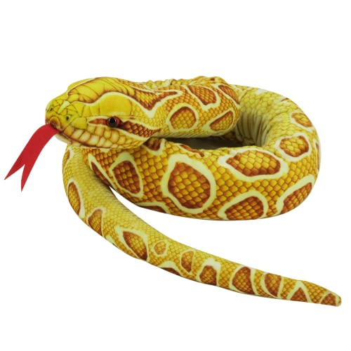 YOHAKI Snake Stuffed Animal, Snake Plush, Big Snake Stuffed Animal, Stuffed Snake, Gift for Kids on Christmas Birthday, Washable, Golden Python, 59”
