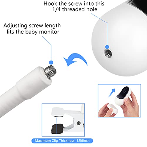 Flexible Clip Mount Compatible with Owlet, Motorola and Other Baby Monitor Camera with 1/4 Threaded Hole Without Tools or Wall Damage – White | The Storepaperoomates Retail Market - Fast Affordable Shopping