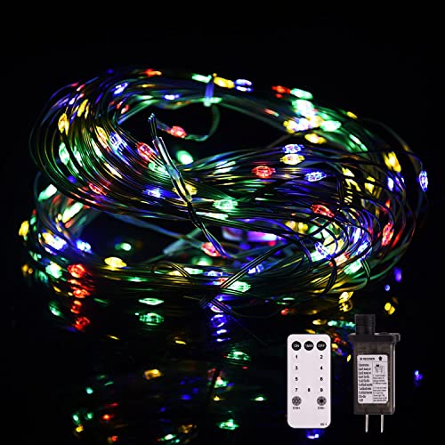 GIREALO Outdoor Color Changing LED String Lights Plug in with Remote, 98Ft 300 LEDs Waterproof Green Copper Wire 8 Modes Christmas Fairy Lights for Wedding, Party , Patio, Garden, Yard – Multicolor