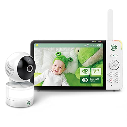 LeapFrog LF920HD Color Night Vision Video Monitor, 7″ HD Wide-angle Display, 360 Pan Tilt, 8X Zoom, Night Light, Temp & Humidity Sensor, Up to 15Hrs Video Time, Range Up to 1000ft, Secure Transmission