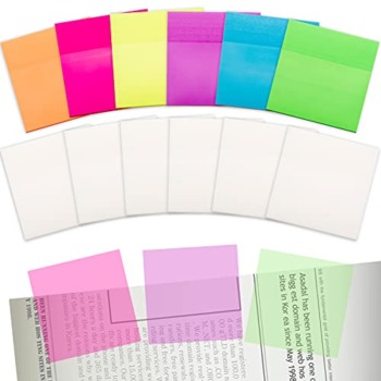 600 Sheets 12 Pads Transparent Sticky Notes Colorful Sticky Note Pads Clear Self Stick Notes Translucent Sticky Notes Memo for Bible Office School Message Reminder (Classic Colors,3 x 3 Inch) | The Storepaperoomates Retail Market - Fast Affordable Shopping