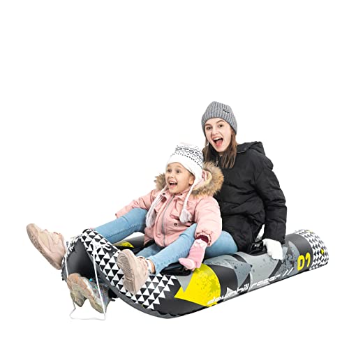 58.5” Inflatable Snow Sled for Kids and Adults, Two Rider Great Inflatable Snow Tubes Heavy-Duty Snow Tube for Sledding Winter Fun and Family Activities