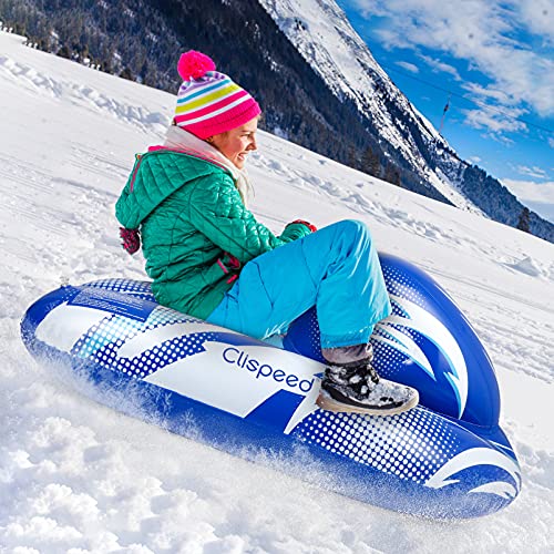 CLISPEED Snow Sled for Kids Adult,Inflatable 47 Inch Gaint Heavy Duty Snow Sledding Tube with Reinforced Handles Thickened PVC Winter Outdoor Toys