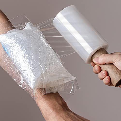 Wrap Plastic Film with Handle Plastic Bags for Ice Tattoo Plastic Wrap Suitable for Athletic Trainers to Hold Ice Packs in Place for Moving Supplies Stretch Wrap Shrink Wrap (5 Inch x 500 Ft)