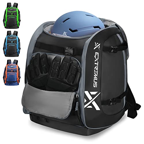 Extremus Snow Bound Ski Boot Bag, 65L Ski Boot Travel Backpack for Ski Helmet, Goggles, Gloves, Skis, Snowboard & Winter Sport Accessories (Black)