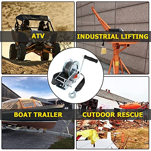 3500lbs Cable Crank Winch, AUXMART Boat Trailer Winch with 23 FT Strap and Hook, 2 Ways Heavy Duty Hand Winch for ATV, Trailer, Boat, Truck | The Storepaperoomates Retail Market - Fast Affordable Shopping