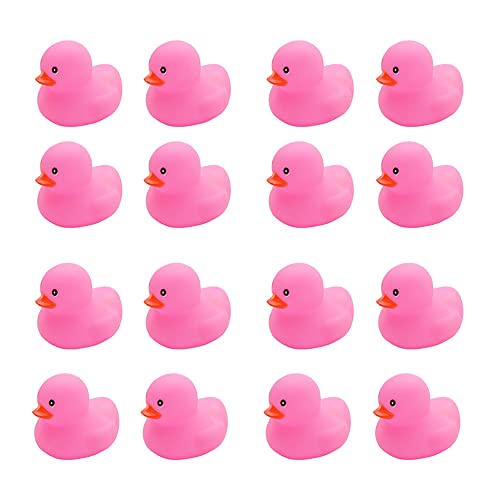 16PCS Pink Rubber Duck Kids Bath Duck Toys for Toddlers Boys Girls,Squeak and Float Rubber Ducks in Bulk Jeep Ducks Baby Shower Duck Decorations Party Favors (2.2’’)
