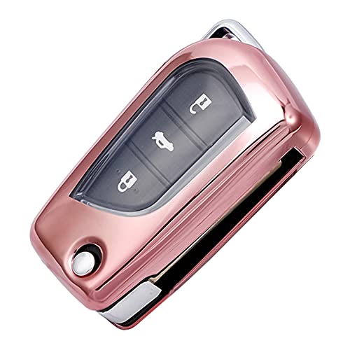 WORCAS TPU Smart 2 3 4-Button Remote Key Fob case Full Cover Compatible with 2018-2020 Camry SE/LE,RAV4 SE,Corolla SE/LE Smart Key (Pink)