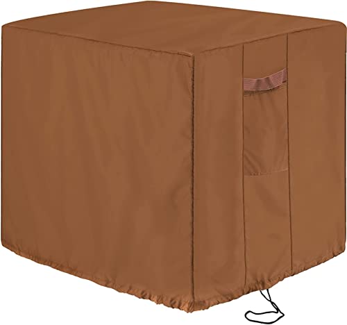 Yesland Central Air Conditioner Covers for Outside Units – AC Covers Water Resistant and Windproof Design AC Unit Cover – Universal Brown Winter AC Unit Cover (32”L x 32”W x 36”H)