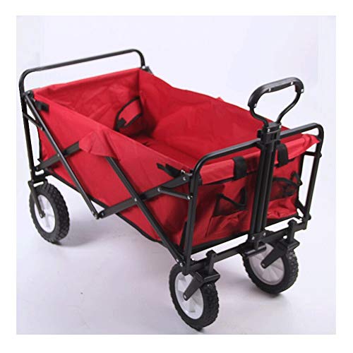 LQIAN Kitchen Island Foldable Outdoor Tool Cart， Garden Cart Foldable， Pull Truck Trolley， Suitable for Home Garden/Garden Tools/Folding Rolling Kitchen (Color : Red)