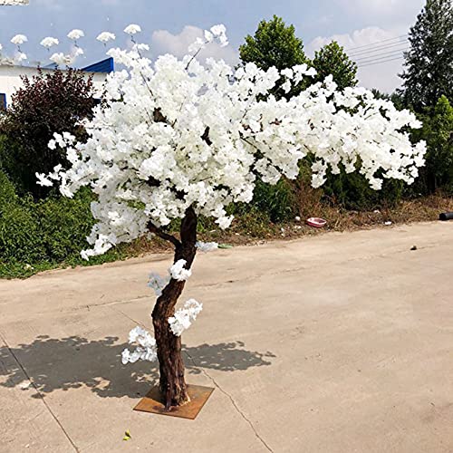 EWYI Artificial White Lean Blossom Cherry Tree, Lean Silk Sakura Flowers Tree, Faux Lean Peach Flowers Tree for Wedding Party Home Decor Indoor or Outdoor 62 in, Blue