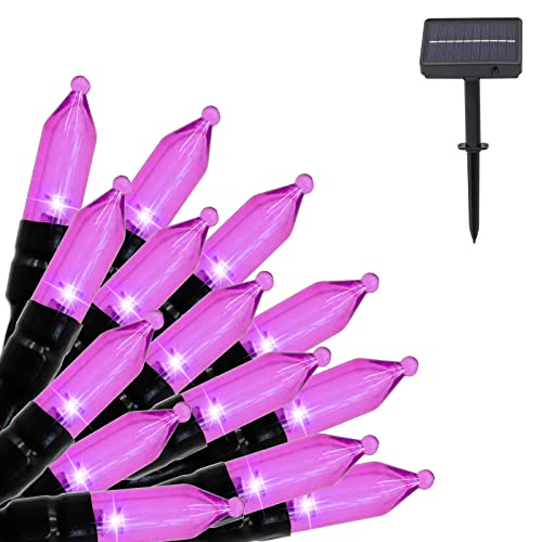 Christmas Outdoor String Lights, 40ft 100 LED Waterproof Solar Christmas Decorations ​Lights with 8 Lighting Mode, Indoor Outdoor Fairy Lights for Xmas Tree Garden Party Halloween Home Decor (Purple)