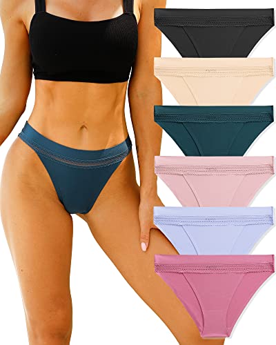Seamless Underwear for Women Lace Bikini Panties High Cut Stretch Invisible No Show Sexy Cheeky Hipster Pack of 6